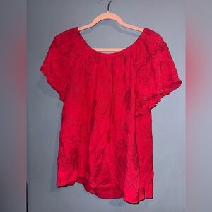 Speidel Red Ruffle Sleeve Blouse